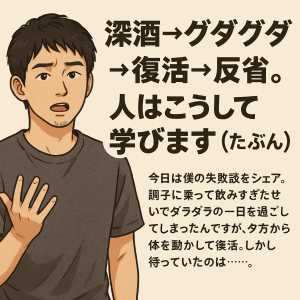 深酒→グダグダ→復活→反省。人はこうして学びます（たぶん）