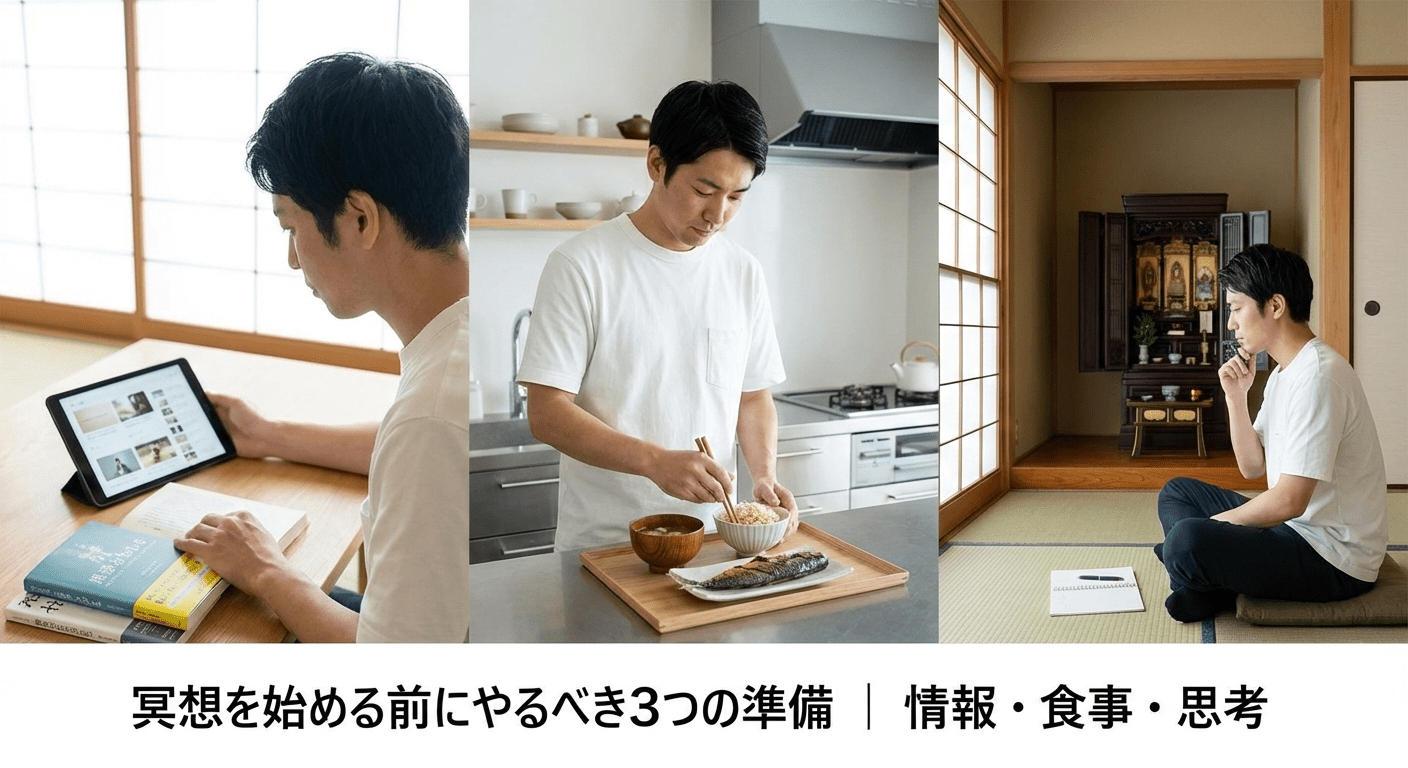 冥想を始める前にやるべき3つの準備｜情報・食事・思考