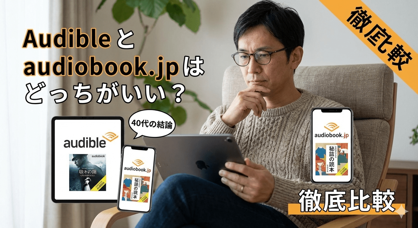Audibleとaudiobook.jpはどっちがいい？40代の結論