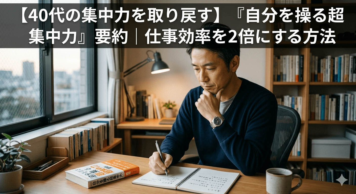 【40代の集中力を取り戻す】『自分を操る超集中力』要約｜仕事効率を2倍にする方法