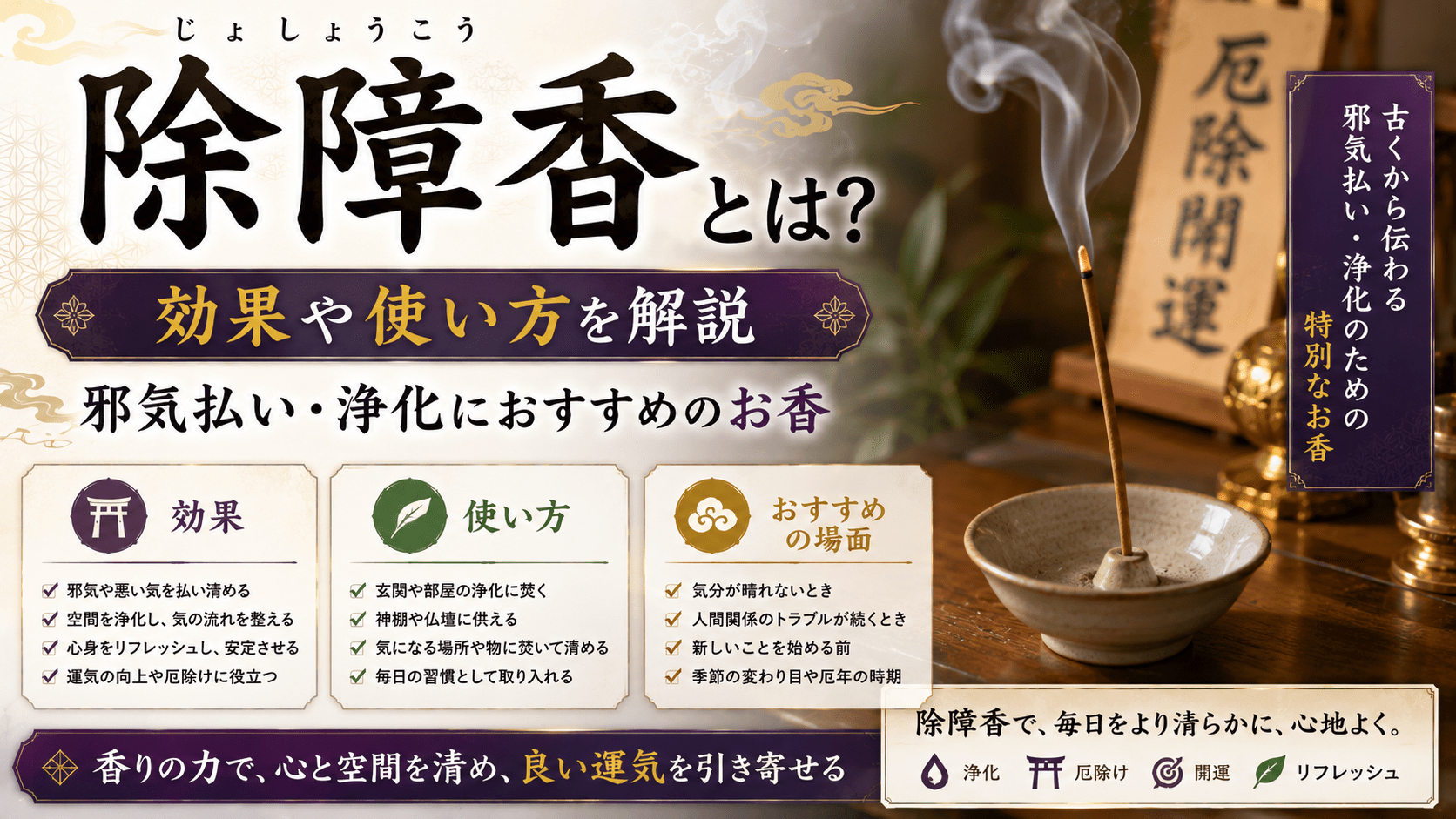 除障香とは？効果や使い方を解説｜邪気払い・浄化におすすめのお香
