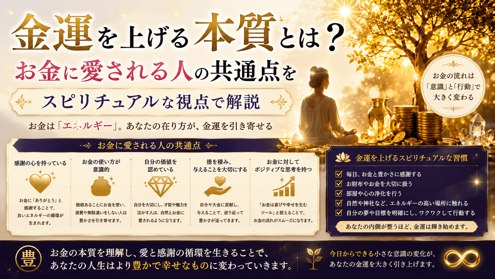 金運を上げる本質とは？お金に愛される人の共通点をスピリチュアルな視点で解説
