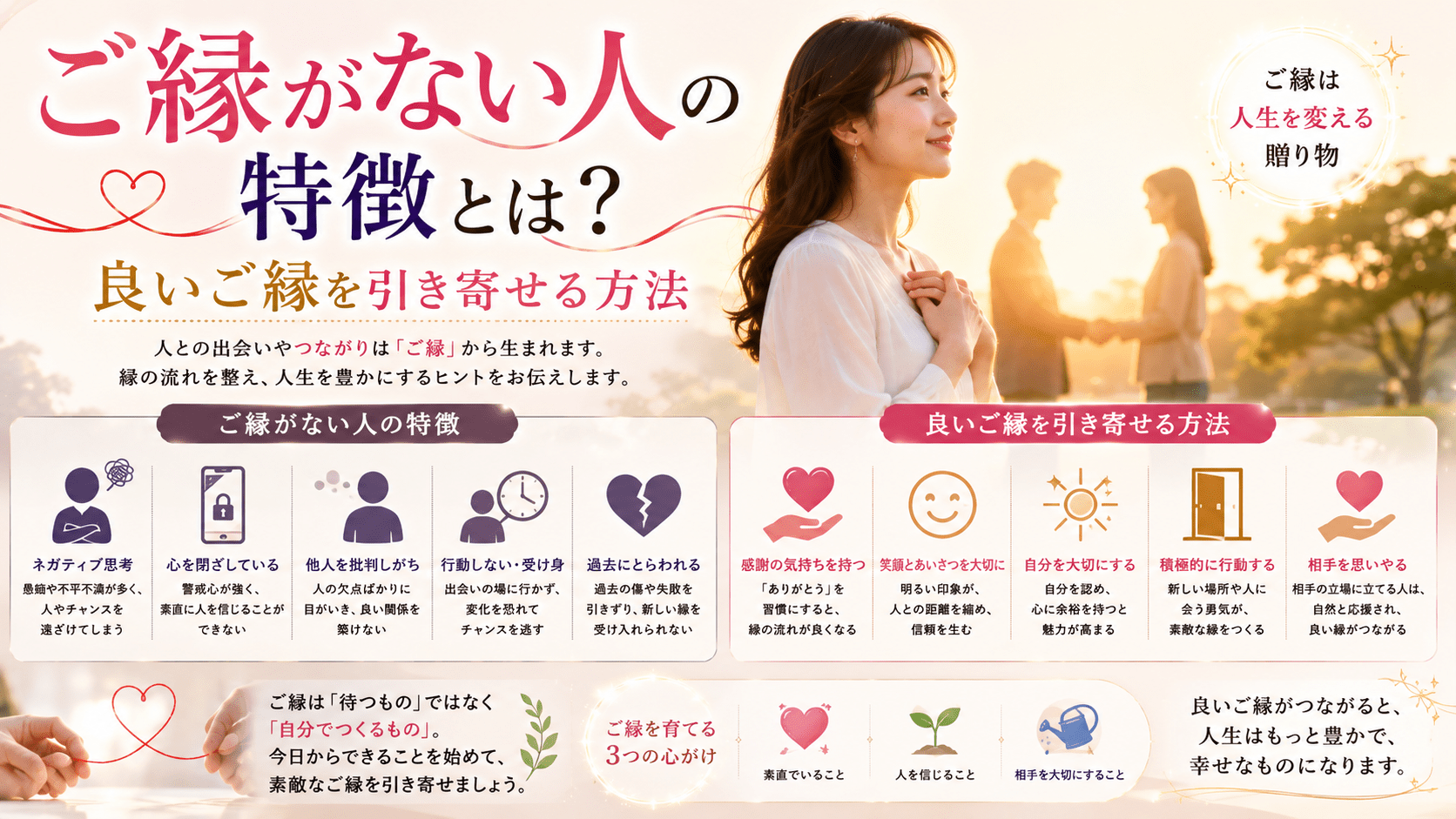 ご縁がない人の特徴とは？良いご縁を引き寄せる方法